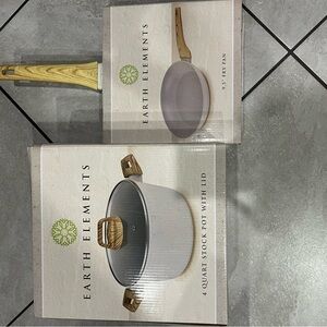 Gray Cookware Set with Wooden Handles